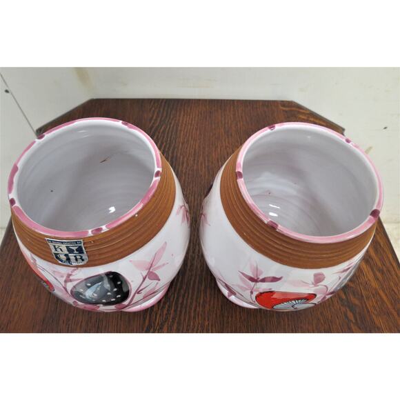 KBNY Italian Mushroom Vases - Two Large Goblets Hand Painted Italy - Picture 4 of 6